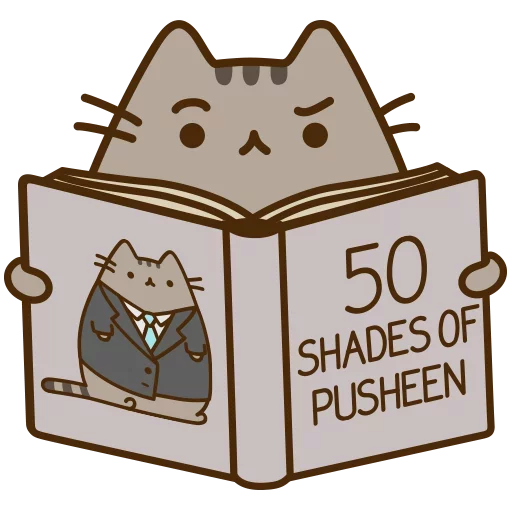 Пушин. Котик с книгой стикер. Стикеры Пушин. Кот Pusheen.