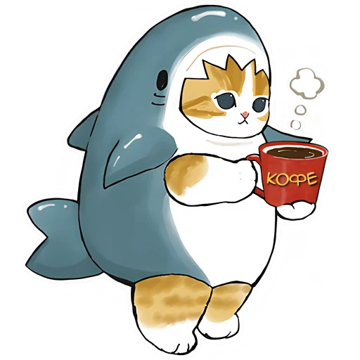 Telegram Sticker «Акулы и котята 4 » ☕️