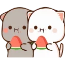 Емодзі Cute Cats Peach and Goma 🍉