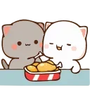 Эмодзи Cute Cats Peach and Goma 🍖