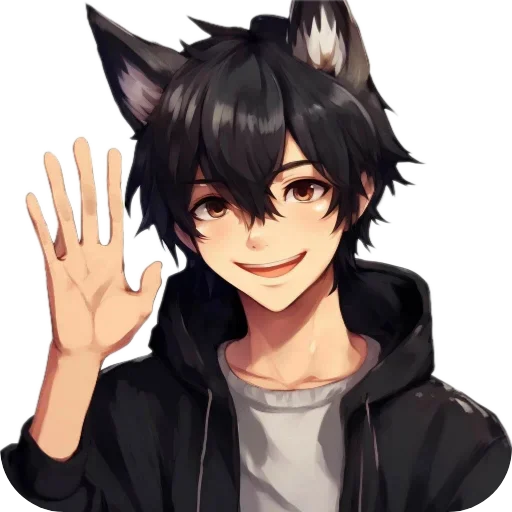 Стікери телеграм Anime Boy wolf