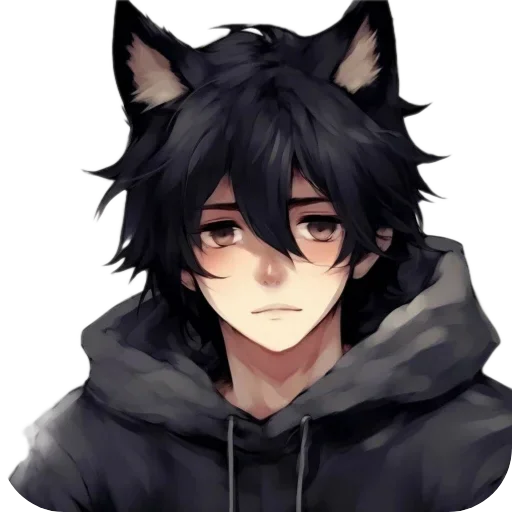 Стикер Anime Boy wolf ☹