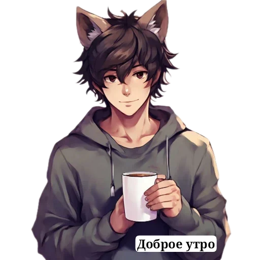 Anime Boy wolf sticker ☕