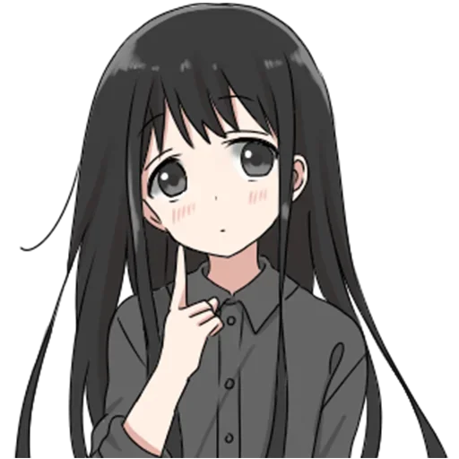 Емодзі girl with long black hair  🤔