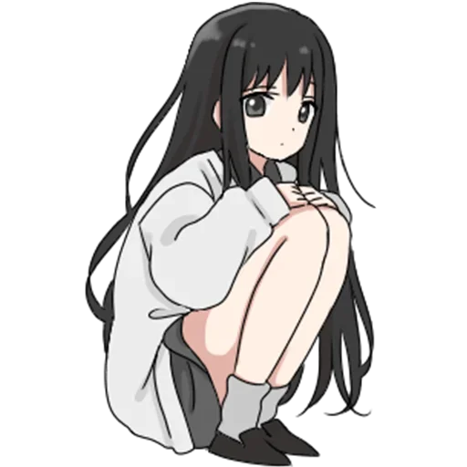 Емодзі girl with long black hair  😨