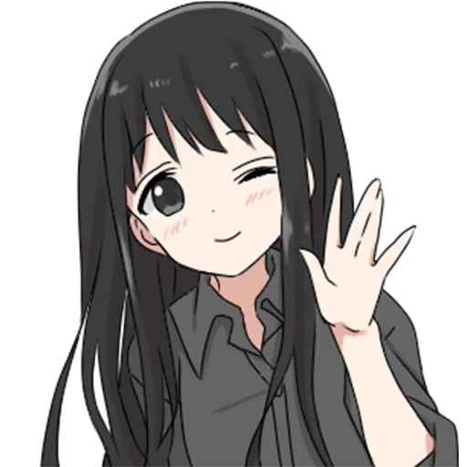 Емодзі girl with long black hair  👋