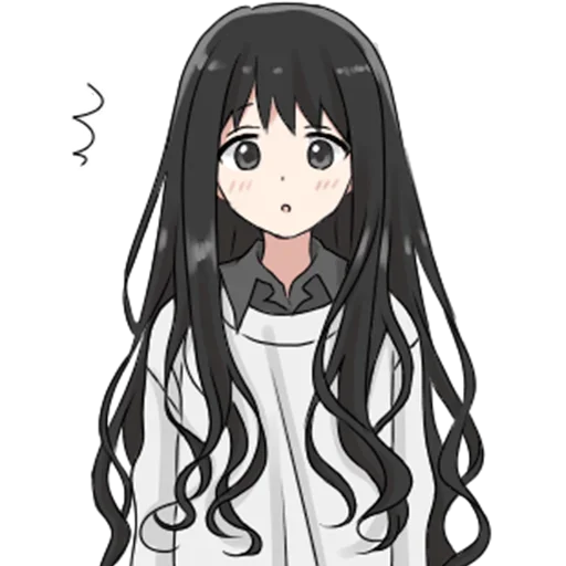 Эмодзи girl with long black hair 😱