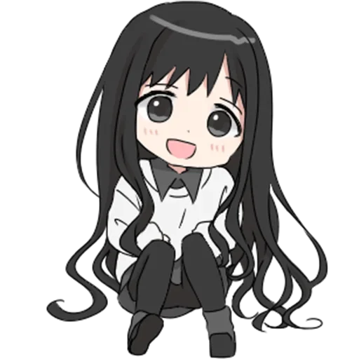 Емодзі girl with long black hair  😀