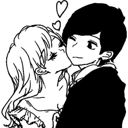 Telegram stiker «B/W Manga love ~» 🖤