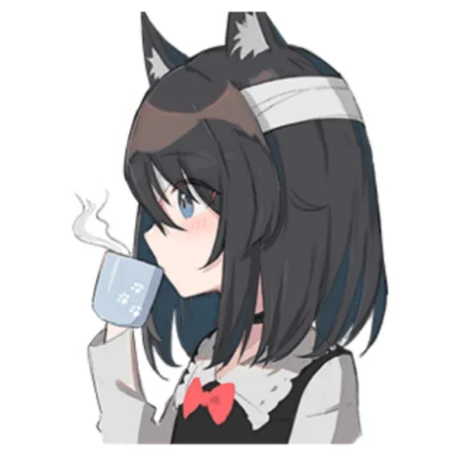 Telegram Sticker «Black cat Eve» ☕