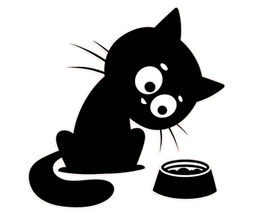 Чёрный котик stiker 🍽