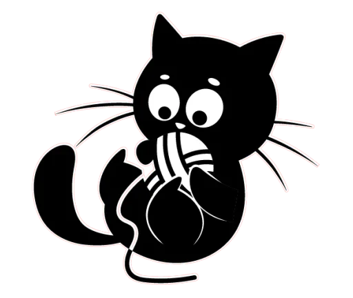 Чёрный котик emoji 🧶