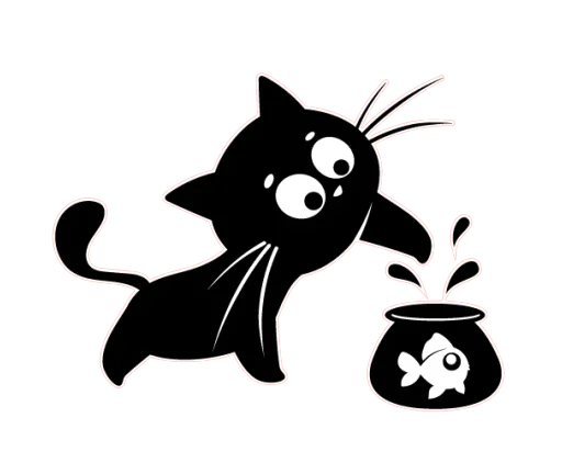 Чёрный котик stiker 🐡