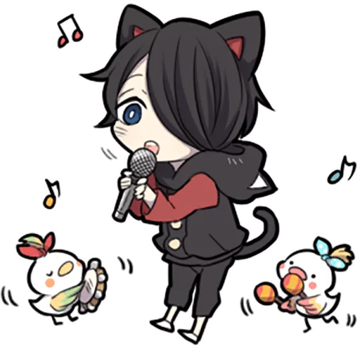Емодзі Black Kitten 🎤