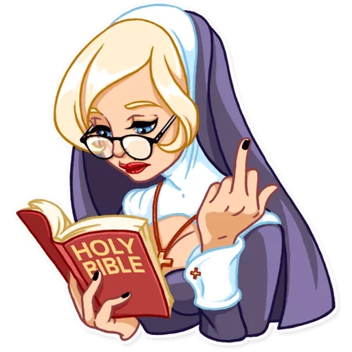 Стікер Telegram «Naughty Nun» 🖕