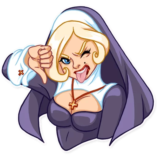 Стікер Telegram «Naughty Nun» 👎