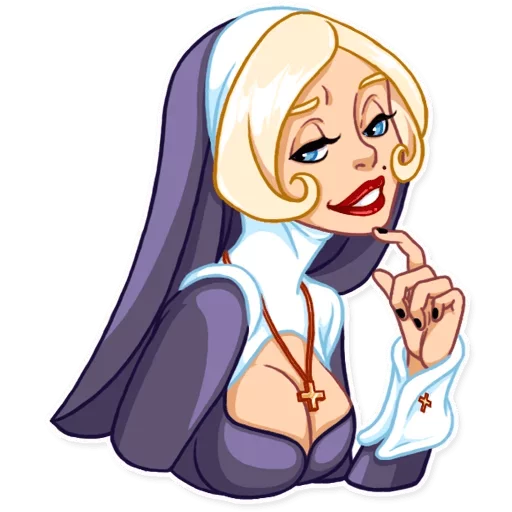 Стікер Telegram «Naughty Nun» 😏