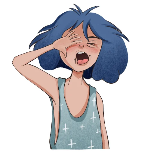 Blue hair girl emoji 🥱