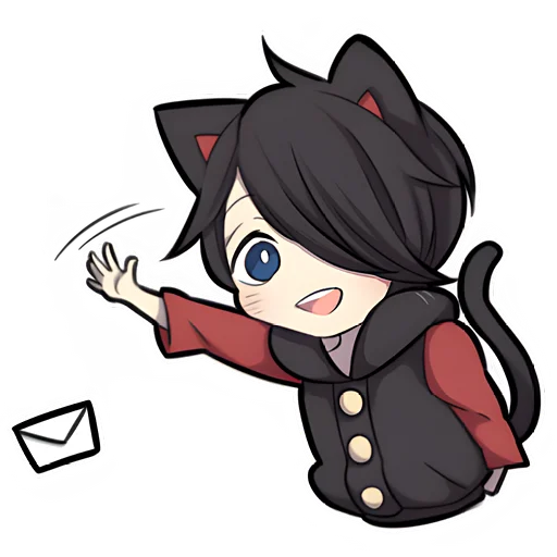 Telegram Sticker «Чёрный котёнок 3» ✉