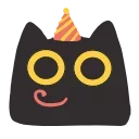 black kitty emoji 🥳