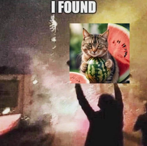 Telegram Sticker «Cat And Watermelon» 🍉