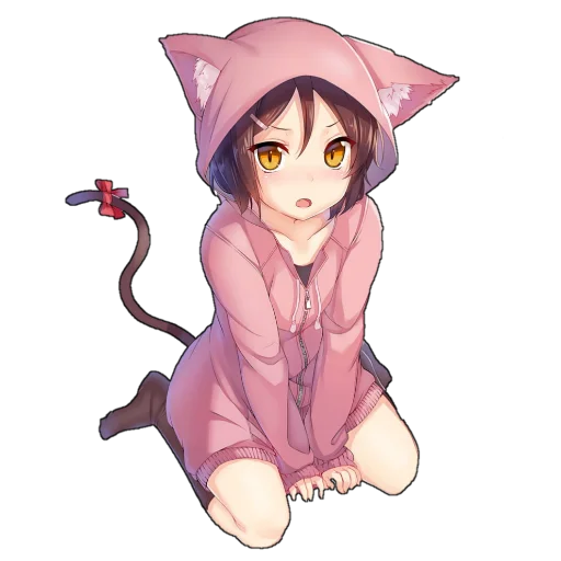 Эмодзи Catgirls in hoodies 🤨