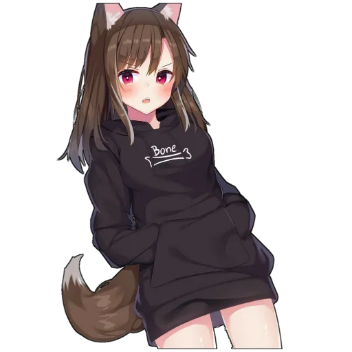 Telegram stiker «Catgirls in hoodies» 😶