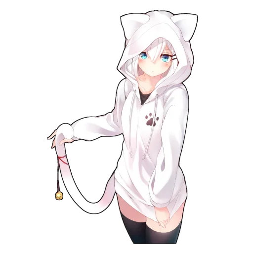 Telegram Sticker «Catgirls in hoodies» 😒