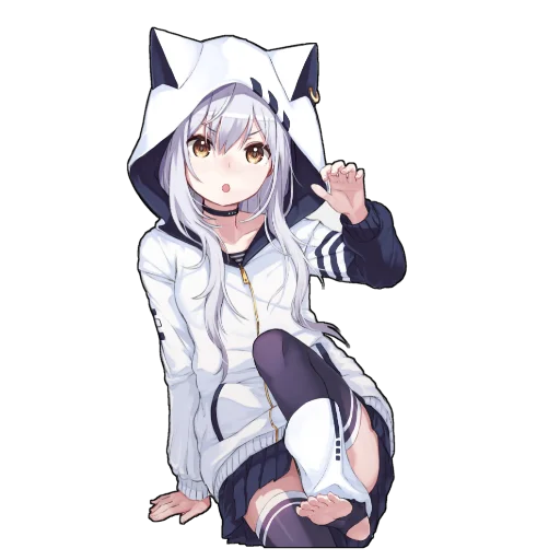 Telegram Sticker «Catgirls in hoodies» 😮