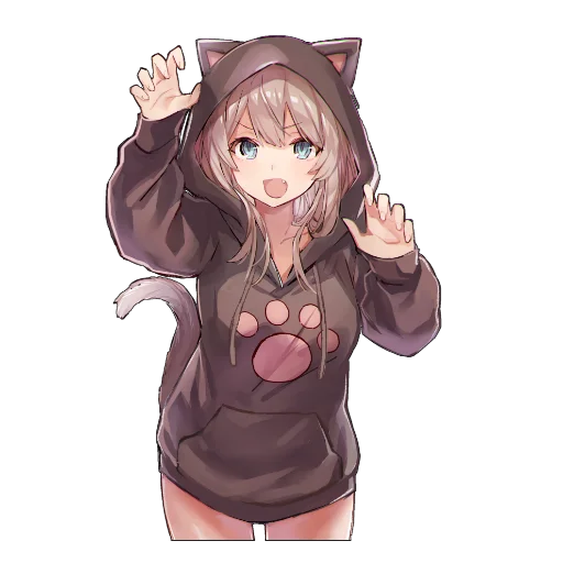 Емодзі Catgirls in hoodies 😸