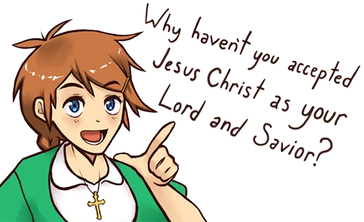 Telegram Sticker «Christ-chan» 🤔