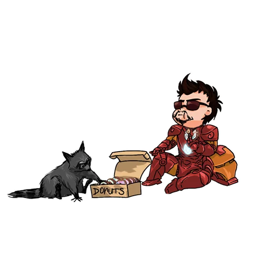 Coffee with raccoon and RDJ stiker 😎