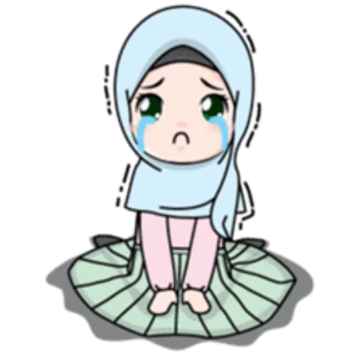 Эмодзи Cute Hijab Girl 😢