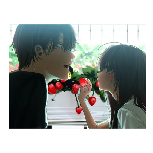Cute anime love sticker 🍓