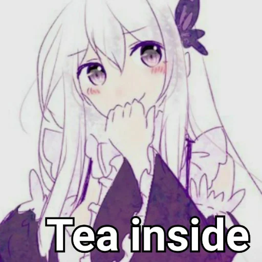 Емодзі Ехидна и чай (re:zero) 🍵