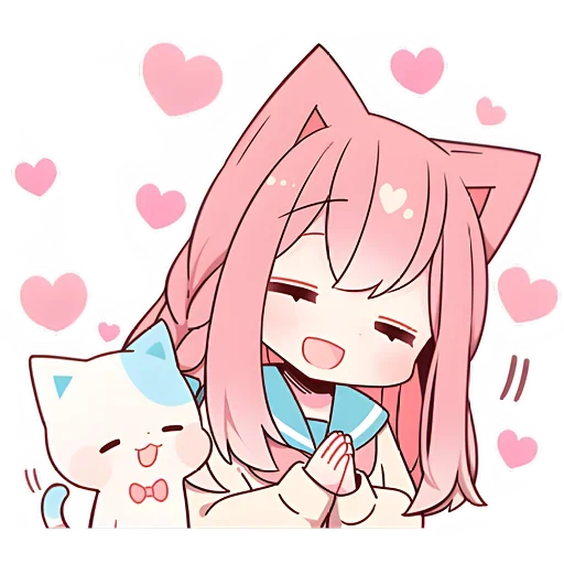 Telegram Sticker «Розовая кошка-тян» 😍