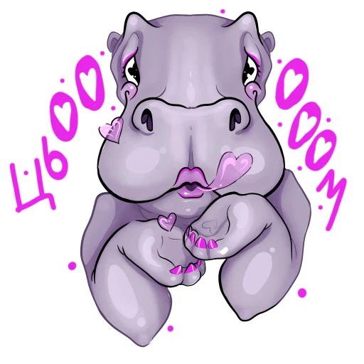 Telegram Sticker «Darling Hippo» 😘