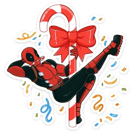 Telegram Sticker «Дэдпул и Новый год» 🥳