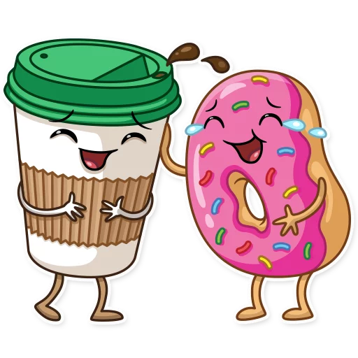 Donut and Coffee sticker 😂