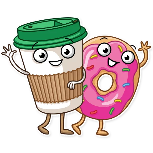 Стикер Telegram «Donut and Coffee» 