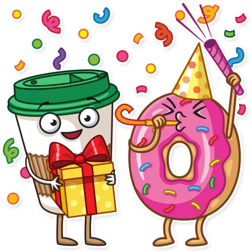 Donut and Coffee sticker 🎉