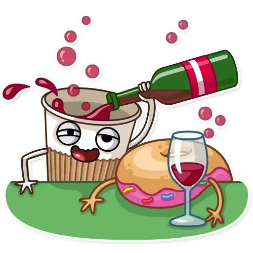 Donut and Coffee sticker 🍷