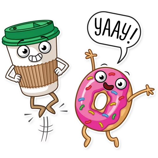 Telegram Sticker «Donut and Coffee» 