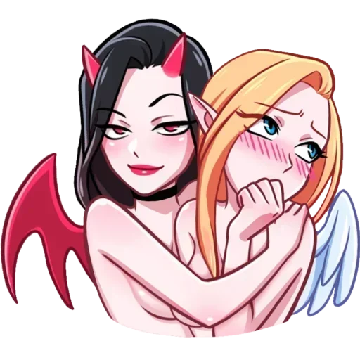 Telegram Sticker «Дьяволица&Ангелица» 🔞