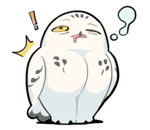 Telegram Sticker «Energetic Snowy Owls» ⁉