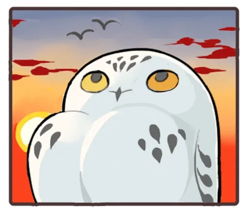 Telegram Sticker «Energetic Snowy Owls» 🌇
