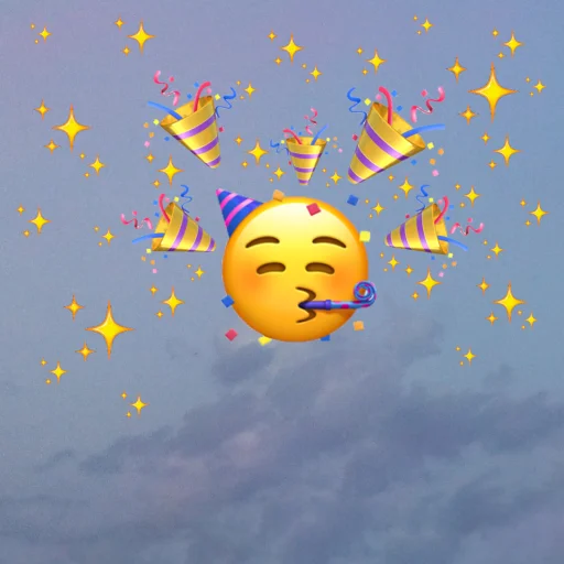 Telegram stiker «emoji in the sky» 🥳
