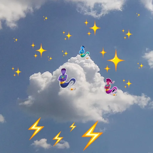 Стікер Telegram «emoji in the sky » 🧞