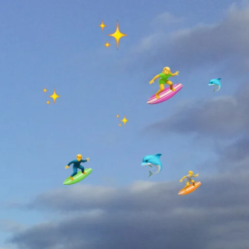 emoji in the sky emoji 🏄‍♀