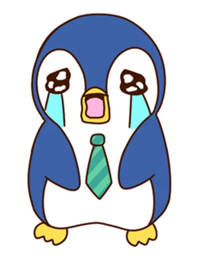Fashionable penguin emoji 😭